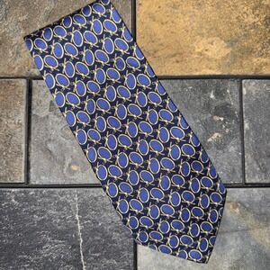 Brooks Brothers Makers‎ Men's Neck Tie 58" 100% Silk Horsebit Ring Blue USA